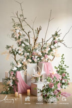 Ling's moment Flower Garland, 6FT Eucalyptus & Rose White & Beige New - Image 2