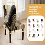 Black Marble Chair Covers Set of 6,Stretchable Kitchen Dining Room Chair Covers Decorations Removable Washable Dining Chair Slipcovers Chair Protectors for Dining Room & Kitchen - Image 3