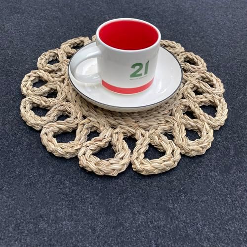 13.8" Set of 12 Round Seagrass Placemats by Laquedecraft - Image 6