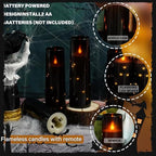 Nimiko Flickering Flameless LED Candles, 9 Pcs with Embedded Star String, Acrylic LED Pillar Candles with Remote, Suitable for Home Decoration (Black) - Image 3