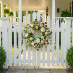 24 Inch Spring Wreath for Front Door - Large Artificial Dahlie & Eucalyptus Floral Wreath, Handcrafted Full Silhouette Summer Wreath for Porch, Window, Wall, Farmhouse Home Decor Easter Holiday Decor - Image 2