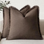 Foindtower Decorative Linen Fringe Throw Pillow Covers 26×26 Reddish Brown by Foindtower