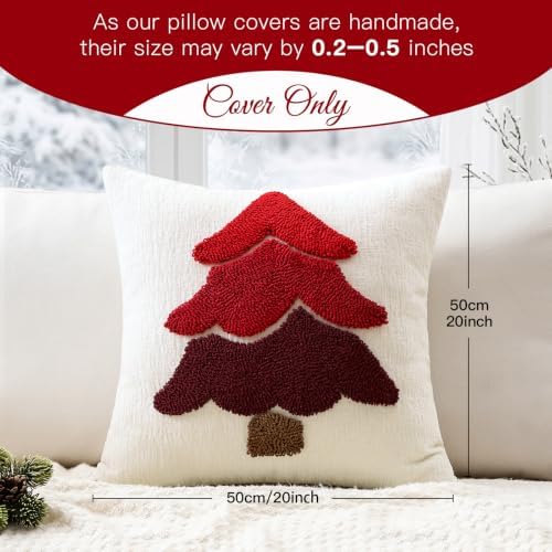 Artscope Chenille Christmas Tree Throw Pillow Covers 20x20 Set of 2-Red - Image 6