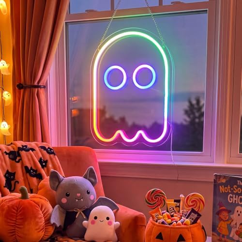 Zhengmy Halloween Cute Ghost Neon Sign LED Spooky Ghost Light for Decor - Image 6