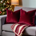 FEVERQIYI 24x24 Velvet Pillow Covers Set of 2 Christmas Red Decorative Square Throw Pillowcase Soft Solid Cushion Covers for Bedroom Living Room Outdoor Indoor Decoration by FEVERQIYI
