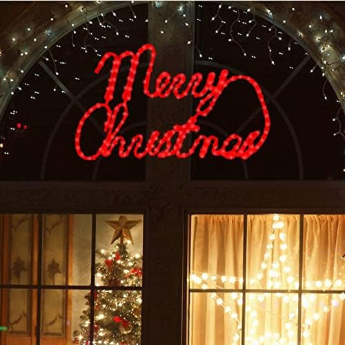 LAMPHOME Large 24"x13.5" 180 LED Merry Christmas Neon Motif Super-Bright Red LEDs Outdoor Christmas Decoration with UL Standard Adaptor Waterproof for Outdoor Home Party Wall Hanging Holiday - Image 2