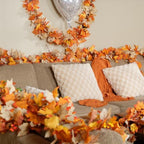 CQURE 6 Pack Fall Leaf Garland with Lights,35.4Ft 60LED Fall Decorations Maple Leaves String Lights, Artificial Autumn Garland for Thanksgiving Halloween Harvest Home Party - Image 4