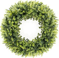 HUZIYAHAN 24In Large Boxwoods Door Wreaths for Front Door Spring Summer Outside All Season Green Year Round Artificial Greenery Wreath for Wall Window Rustic Farmhouse Home Outdoor Indoor Decorations by HUZIYAHAN