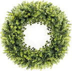 HUZIYAHAN 24In Large Boxwoods Door Wreaths for Front Door Spring Summer Outside All Season Green Year Round Artificial Greenery Wreath for Wall Window Rustic Farmhouse Home Outdoor Indoor Decorations by HUZIYAHAN