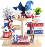 4th of July Decorations for Home Office Indoor 8 Pcs Tiered Tray Decor by SYNCVIBE