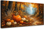 WAXWHELK Fall Canvas Wall Art Pumpkin Harvest Forest Path Painting Pictures Rustic Farmhouse Autumn Thanksgiving Artwork for Living Room Bedroom Home Decor, (16"x32") by Unknown