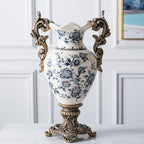 Tall Table Modern Vase,Large Ceramic Flower Vases for Shelf Home Decor,Creative Classic Pink Vase 16.5 inch,Sophisticated Vessel for Decorative Branches and Dried Flower. (Blue Floral) by Unknown