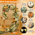 Fall Garland for Mantel, 6 FT Fall Garland with Lights - Image 5