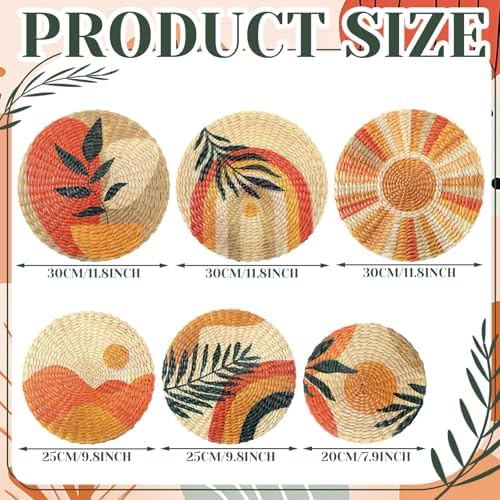 Xuhal 6 Pcs Boho Wall Basket Decor Woven Farmhouse Wall Hanging Art - Image 4
