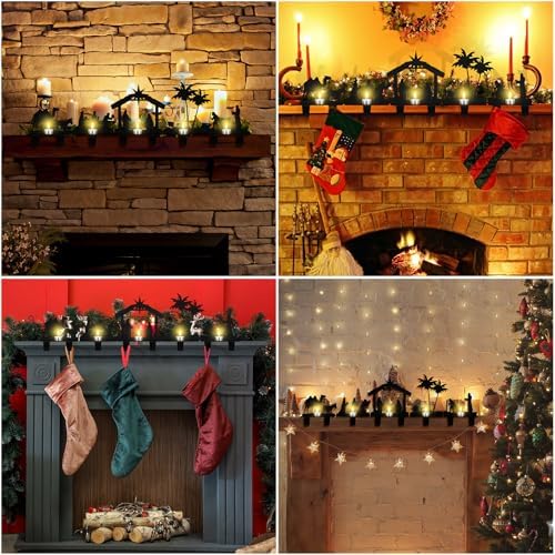Hicarer 5 Pcs Christmas Stocking Holder Set Mantel Nativity Scene Desktop - Image 7