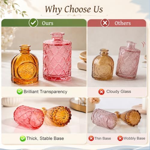 TBWIND 12 Pcs Colorful Glass Bud Vase Set - Image 6