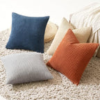 MIULEE Soft Corduroy Decorative Throw Pillow Covers Blue-Yellow 20x20 - Image 4