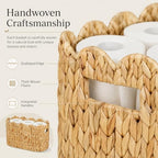 Scalloped Toilet Paper Basket, Tall Narrow Water Hyacinth - Image 6