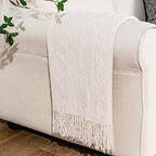 BATTILO HOME Cream Throw Blanket for Couch, Bedroom Decor Boho Throw Blanket, Decorative White Blanket Throw for Sofa Living Room, 50"x60" - Image 7