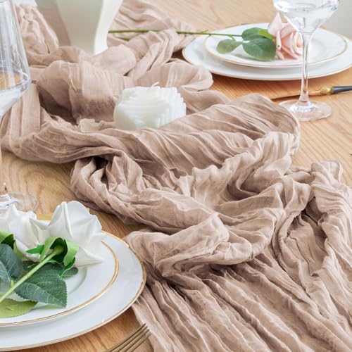 Cheesecloth Table Runner 10FT 12Pcs Nude Pink Boho Gauze Sheer Runners - Image 5