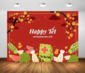 BELECO 17x10ft Fabric Happy TET Vietnamese New Year Backdrop TET Decorations Red Lunar New Year Background Asian New Year Party Decorations Holiday Photoshoot Studio Props by BELECO