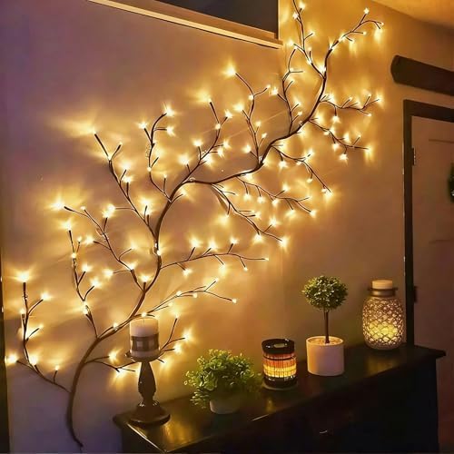 Enchanted Willow Vine Lights for Wall，Christmas Decorations, 96 LED Lights with USB Powered 8 Modes Artificial Plants Lighted Willow Vine Lights for Bedroom Indoor Wedding Decor (75in) - Image 4