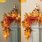 Glitzhome 2Pcs Fall Maple Leaves Garland with Lights，Fall Thanksgiving Decorations Garland with Timer for Home Porch Front Door Table Mantle Outdoor Autumn Harvest Halloween Decor, 6Ft 20LED - Image 6