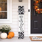 Pinkunn White Halloween Boo Porch Decor 47.2" Wood Sign with Large Bow - Image 5