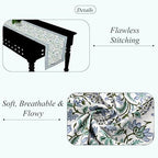 Ridhi Hand Block Print Table Runner Columbia Blue 16x106 Inch 100% Cotton - Image 3