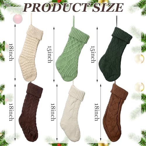 6 Pcs Cable Knit Christmas Stockings Large Christmas Stocking, Elegant - Image 2