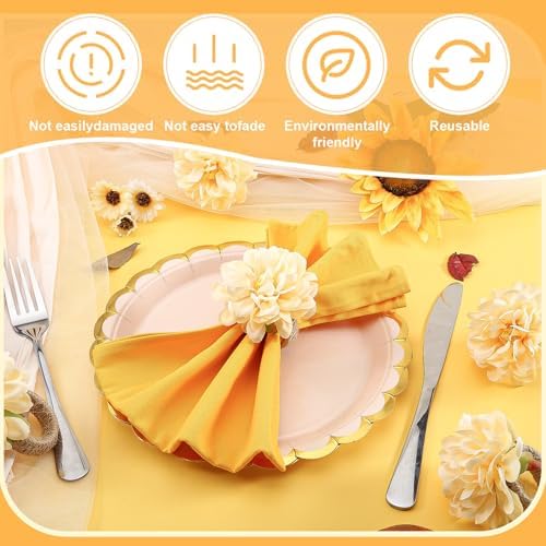 24 Pcs Flower Napkin Rings Daisy Flower Handcraft Floral Napkin Holder Rings for Wedding, Holiday Banquet, Luncheons, Birthday Party Dining Table Decor - Image 4