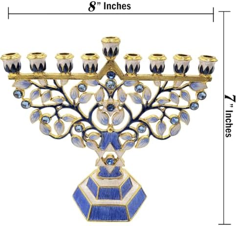 The Dreidel Company Hanukkah Menorah Enamel Hand-Painted Enameled Metal - Image 3