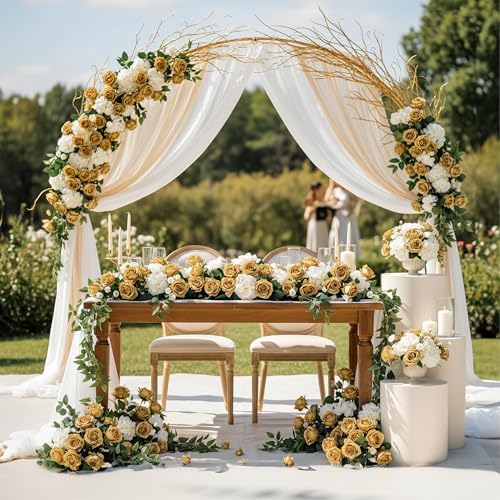 Auihiay 104PCS Gold Rose Artificial Flowers, Fake Roses - Image 2