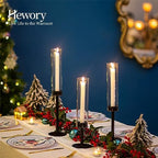 Hewory Black Candlestick Holders: 3PCS Glass Hurricane with Metal Base - Image 3