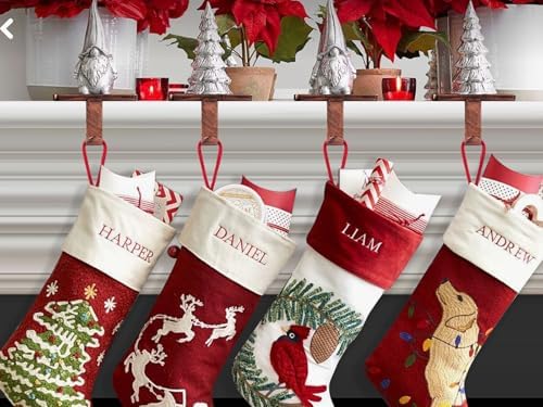 Copper Stocking Hangers for Mantel Set of 6, Heavy Weighted Christmas Stocking Holders with Protective Pads, Ideal for Fireplace Mantel, TV Stand, Stairs & Dresser Decor - Image 3
