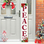 SRongmao Peace on Earth Porch Sign Christmas Front Door Hanging Decorations 8x63inch Vertical Wooden Indoor Outdoor Standing Signs For Home Yard Farmhouse Holiday Decor - Image 2
