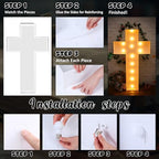 Maxcheck 4FT Easter Cross Decor, Light Up Jesus Cross Sign Decor Standing DIY Large Marquee with Bulb Light String Foam for Easter Christian Religious Yard Garden Lawn Party - Image 3