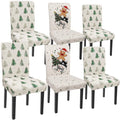 Christmas Chair Covers Set of 6 Gingerbread Xmas Tree Parsons Slipcovers by Unknown