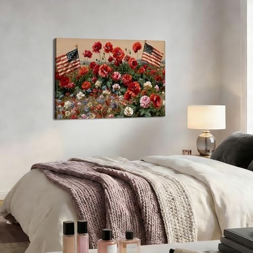 Ship Next Day – Independence Day Canvas Wall Art, Patriotic Pictures, USA Flag Canvas Prints, Framed Canvas Wall Decor, Americana Farmhouse Artwork, Living Room Canvas Art - Image 5
