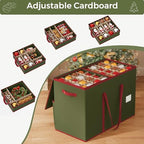 160-3” Large Christmas Ornament Storage Box, Dual Zippers, Stackable Christmas Storage Container with Lid, 6 Trays, 600D Oxford, Green - Image 5