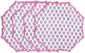 CPC Pink Sapphire Block Print Cotton Floral Placemat 15x15 Inch, Set of 4 by COTTONPRINTCLUB