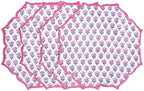 CPC Pink Sapphire Block Print Cotton Floral Placemat 15x15 Inch, Set of 4 by COTTONPRINTCLUB
