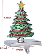Set of 2 Christmas Stocking Holders for Mantel and Fireplace - Heavy Duty Tree and Sleigh Stocking Hooks - Image 2