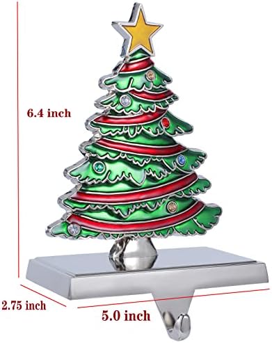 Set of 2 Christmas Stocking Holders for Mantel and Fireplace - Heavy Duty Tree and Sleigh Stocking Hooks - Image 2