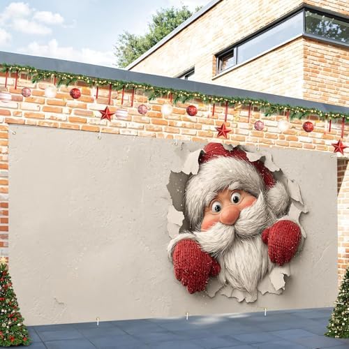 Interactive Santa Banner 16x7 Ft - Illusion Design for 2 Car Garage Large Wall Decoration - Image 6