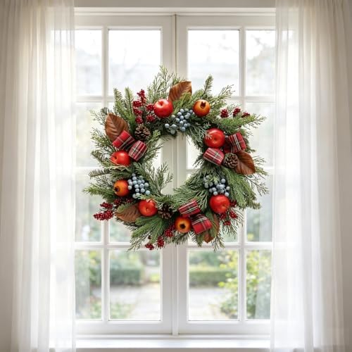 Cynkeyee Fall Wreath for Front Door - 24 in Farmhouse Porch Decor - Image 4