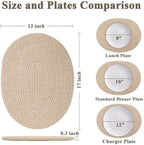 Oval Woven Cotton Placemats Set of 6, Thick Braided Rope Table Mats, 17 x 13 Inches Large Non Slip Heat Resistant Place Mats for Dining Table, Farmhouse Boho Hot Pads for Kitchen Decor (6, Brown) - Image 2