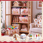 6 Pcs Christmas Gingerbread Storage Bins with Handles, Xmas Gift Baskets - Image 5