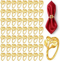80 Pcs Gold Leaf Napkin Rings Metal Napkin Ring Holder Buckles by Unknown