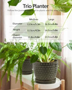 Plant Pots, Flower Pots, Planters for Indoor Plants(6.5+5.5inch), Flower Pots for Indoor Plant with Drainage Hole and Saucer, Ceramic Pots for Plants with Hole Mesh Pad,Reactive Glaze Green - Image 2